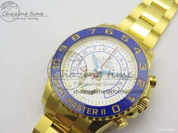 0228 YachtMaster II 116688 YG JF 1:1 Best Edition White Dial Blue Ceramic Bezel On YG Bracelet A Cozy 3577